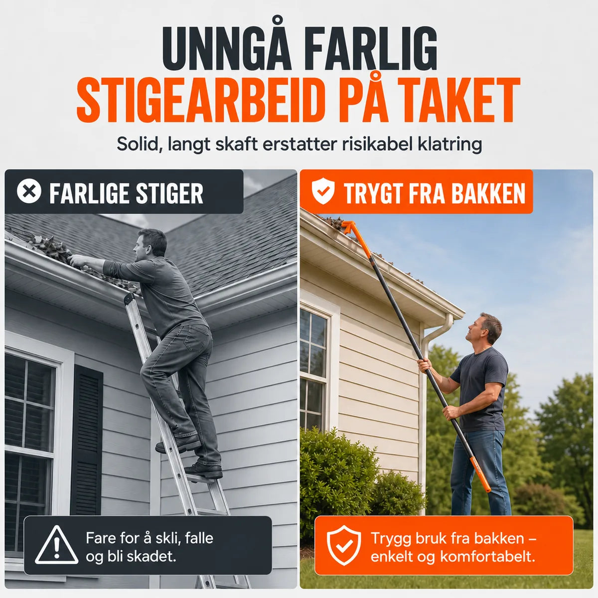 Unngå farlig stigearbeid på taket